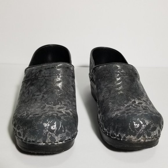 Sanita Metallic Floral Printed Slip On Clogs - Picture 4 of 7